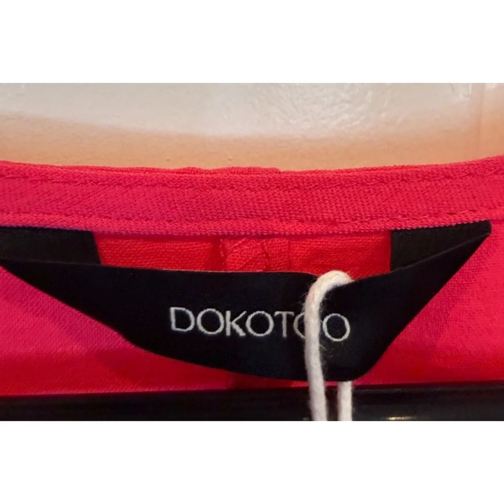 NWT Dokotoo Women's Hot Pink Babydoll Mini Dress Smocked Cuffs Boho Size Large